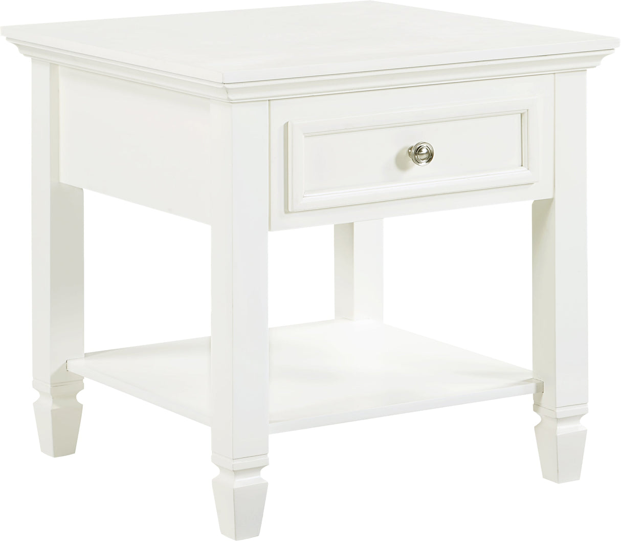 Square 1-drawer End Table with Lower Shelf Buttermilk