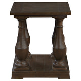 Walden Rectangular End Table with Turned Legs and Floor Shelf Coffee