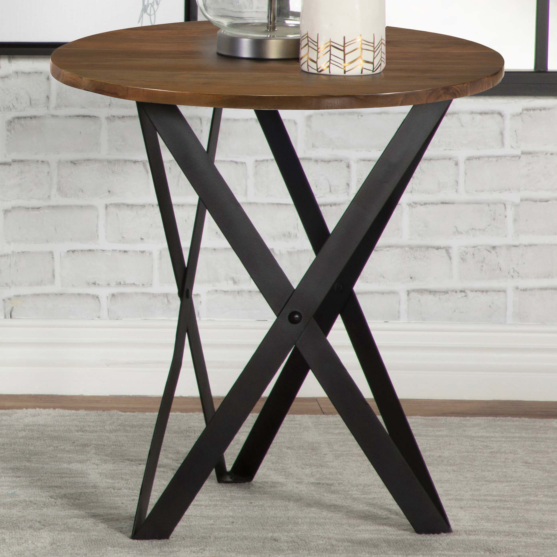 Zack Round End Table Smokey Grey and Black