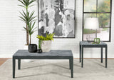 Mozzi Rectangular Coffee Table Faux Grey Marble and Black