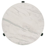 Tandi Round End Table Faux White Marble and Black