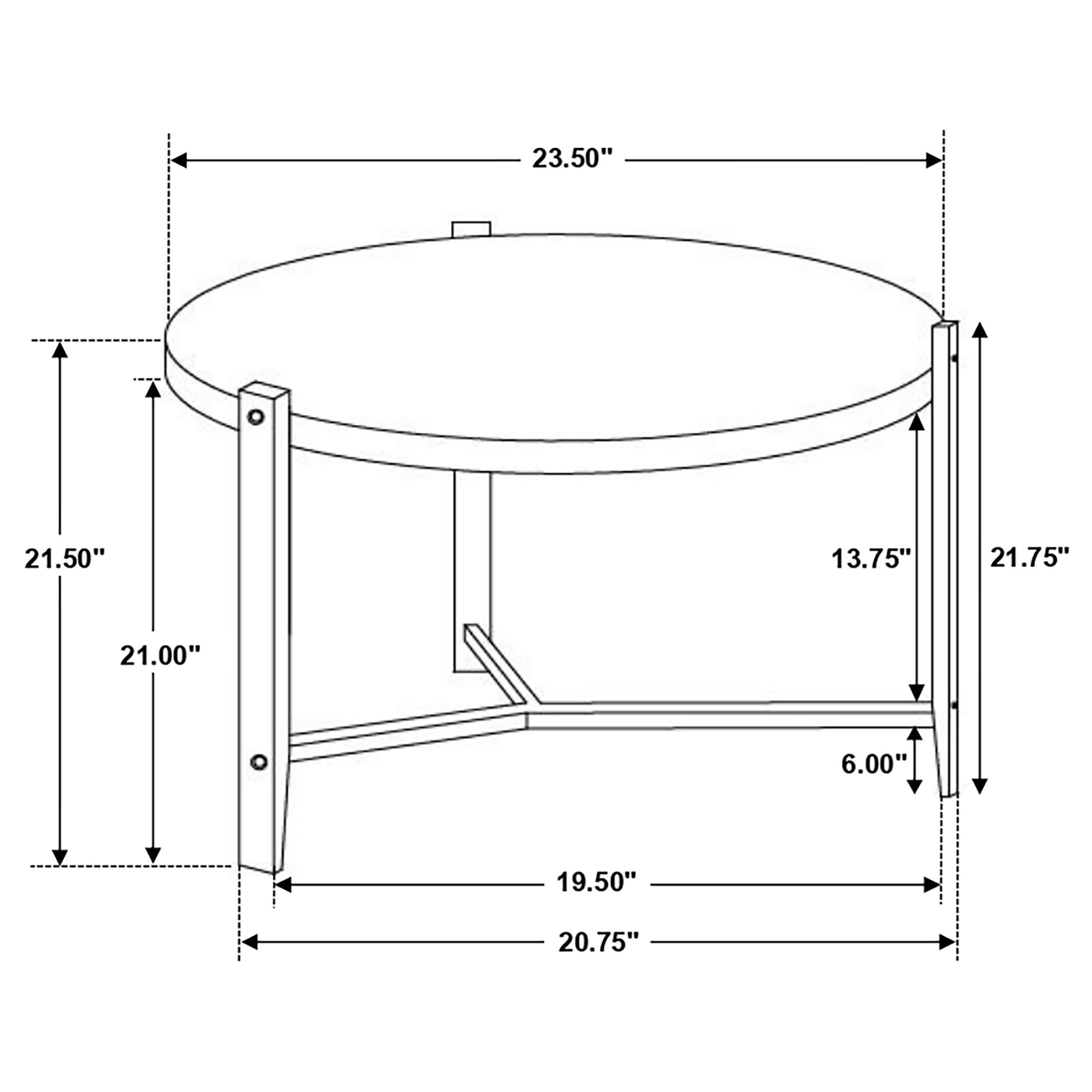 Tandi Round End Table Faux White Marble and Black