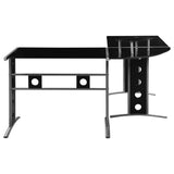 Keizer 3-piece L-shape Office Desk Set Black and Silver