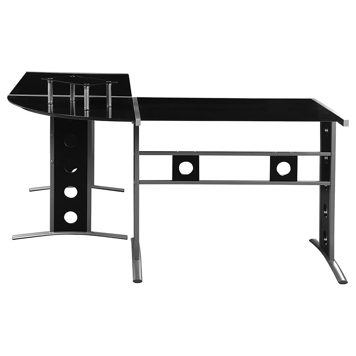 Keizer 3-piece L-shape Office Desk Set Black and Silver