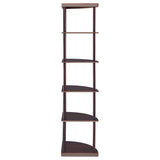 Bonwick 5-shelf Corner Bookshelf Cappuccino