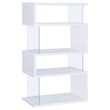 Emelle 4-tier Bookcase White and Clear