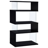 Emelle 4-tier Bookcase Black and Clear