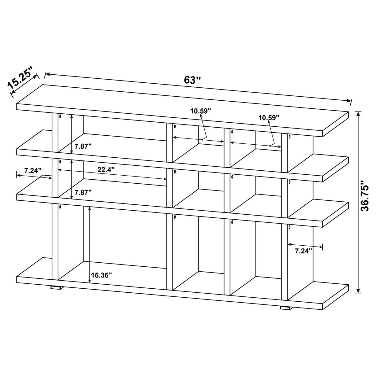 Santos 3-tier Bookcase Weathered Grey