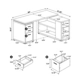 Yvette L-shape Office Desk White