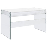 Dobrev 2-drawer Writing Desk Glossy White and Clear