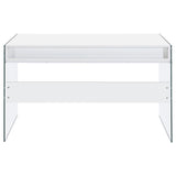 Dobrev 2-drawer Writing Desk Glossy White and Clear