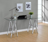 Statham Glass Top Adjustable Writing Desk Clear and Chrome