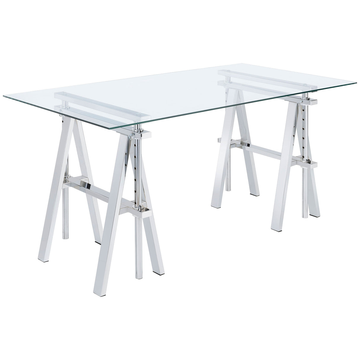 Statham Glass Top Adjustable Writing Desk Clear and Chrome