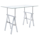 Statham Glass Top Adjustable Writing Desk Clear and Chrome