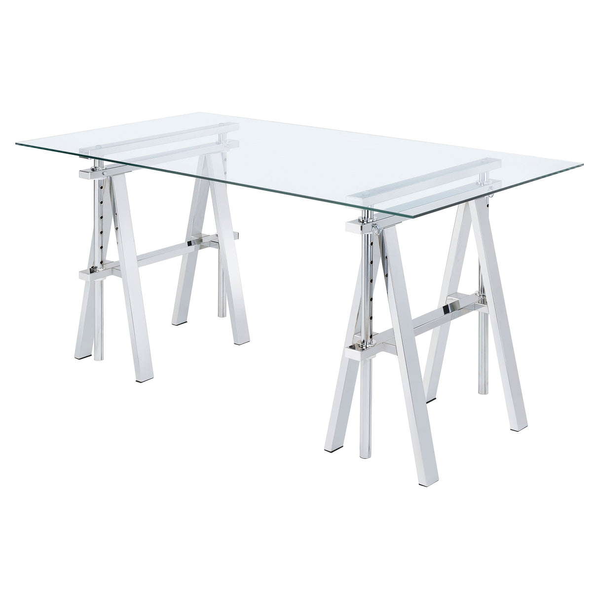 Statham Glass Top Adjustable Writing Desk Clear and Chrome