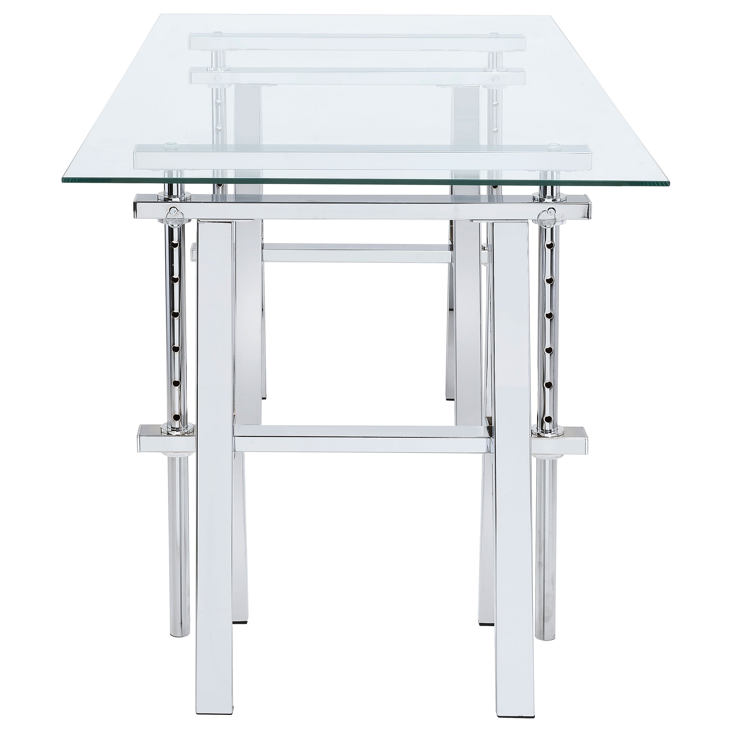 Statham Glass Top Adjustable Writing Desk Clear and Chrome