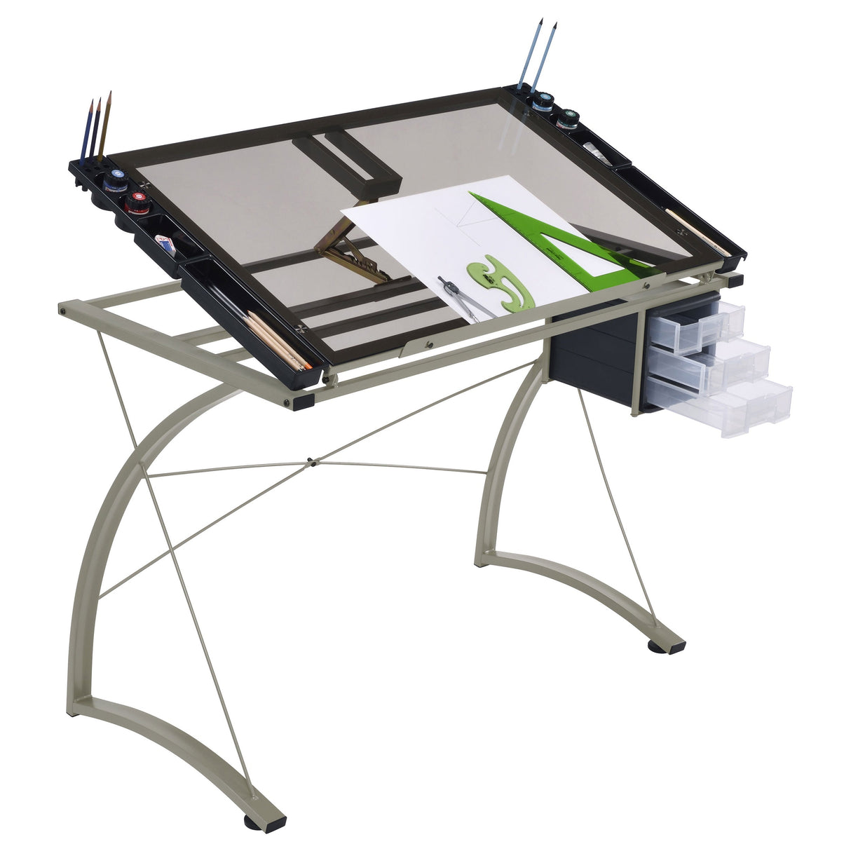 Melo 3-Drawer Drafting Desk Champagne