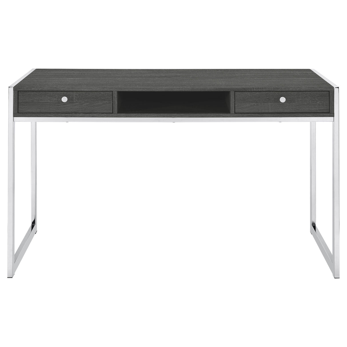 Wallice 2-drawer Writing Desk Weathered Grey and Chrome