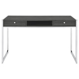 Wallice 2-drawer Writing Desk Weathered Grey and Chrome