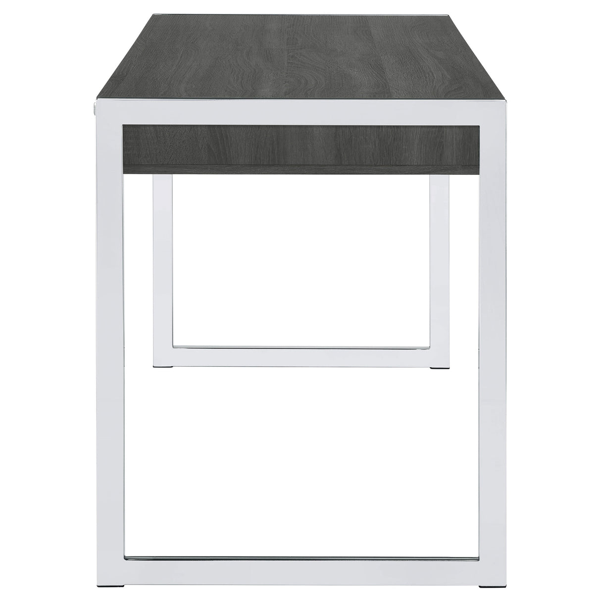 Wallice 2-drawer Writing Desk Weathered Grey and Chrome