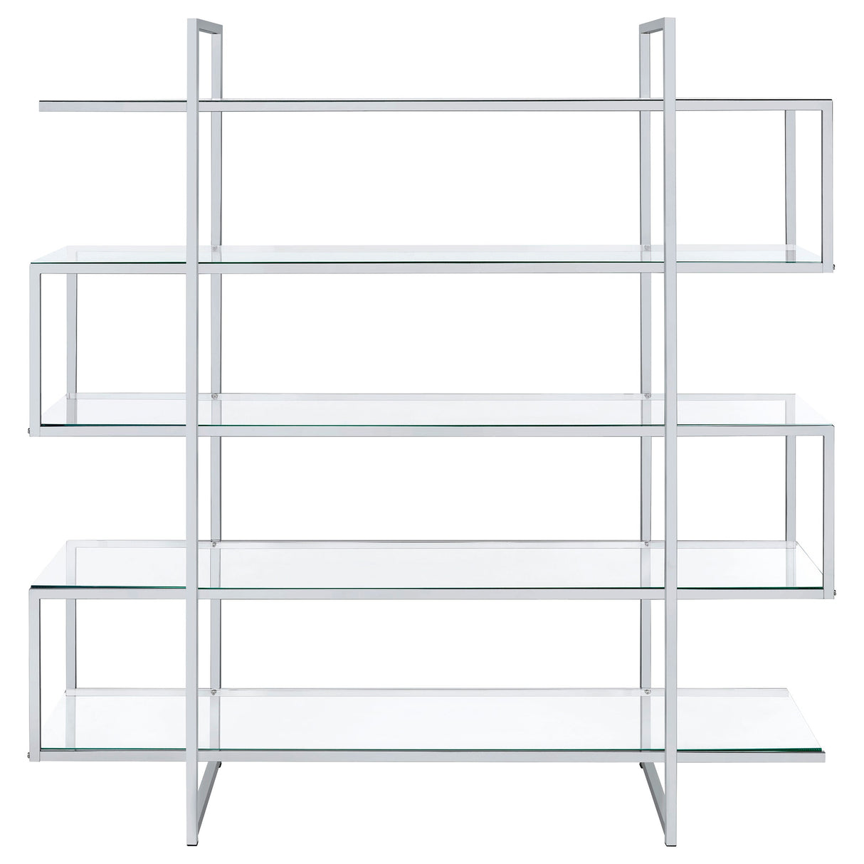 Elmer 5-shelf Bookcase Chrome and Clear