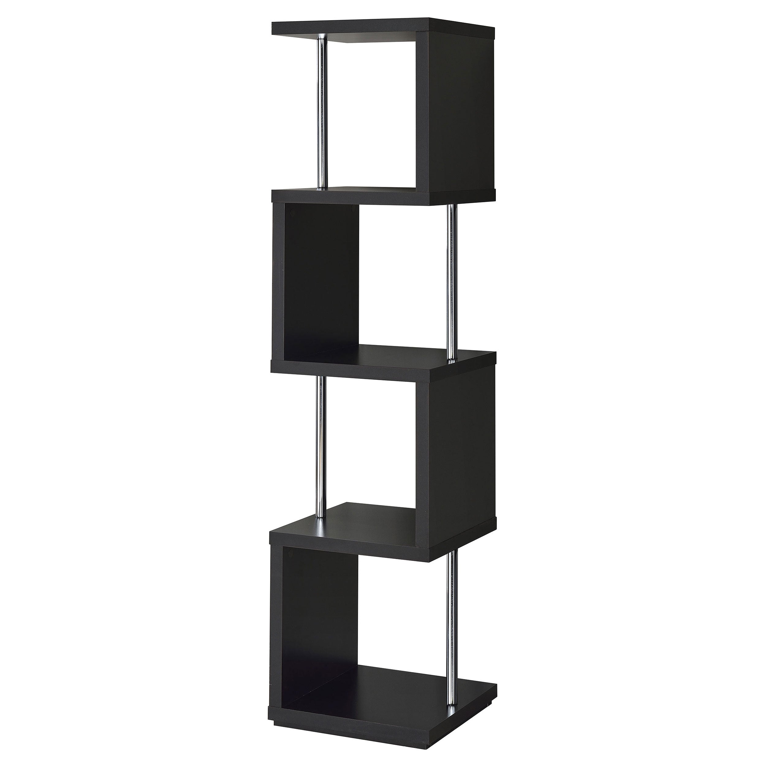 Baxter 4-shelf Bookcase Black and Chrome