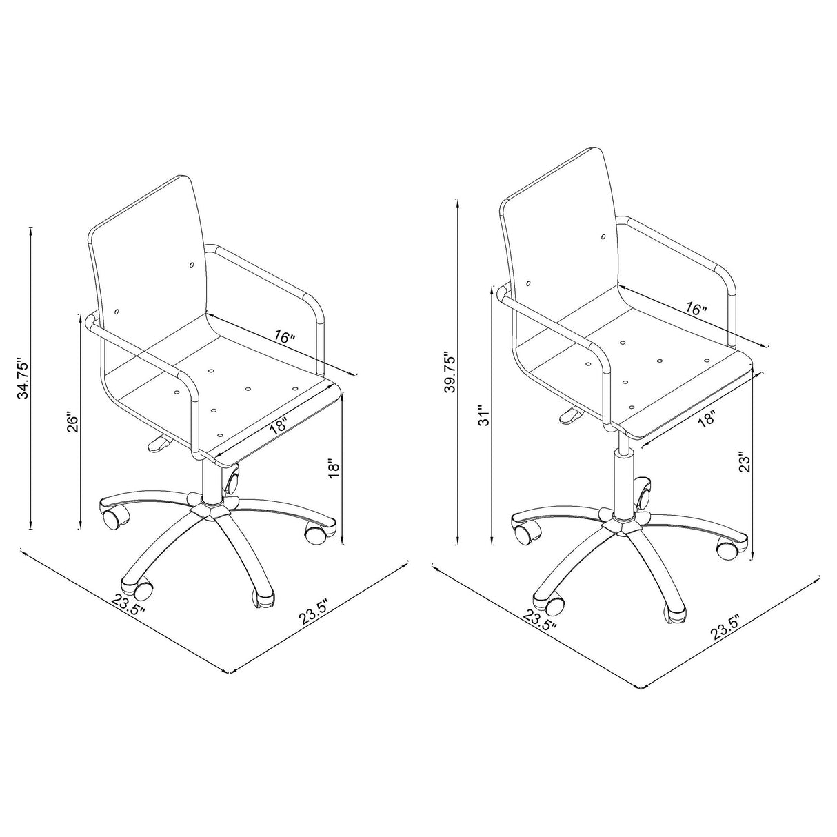 Amaturo Office Chair with Casters Clear and Chrome