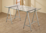 Patton World Map Writing Desk Nickel and Printed Clear