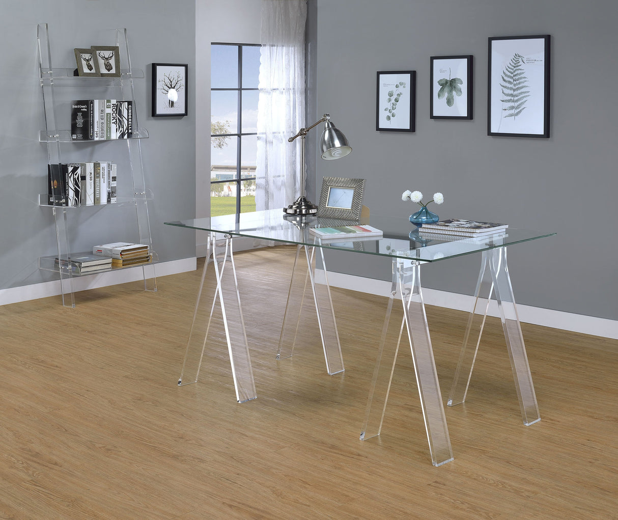 Amaturo Writing Desk with Glass Top Clear