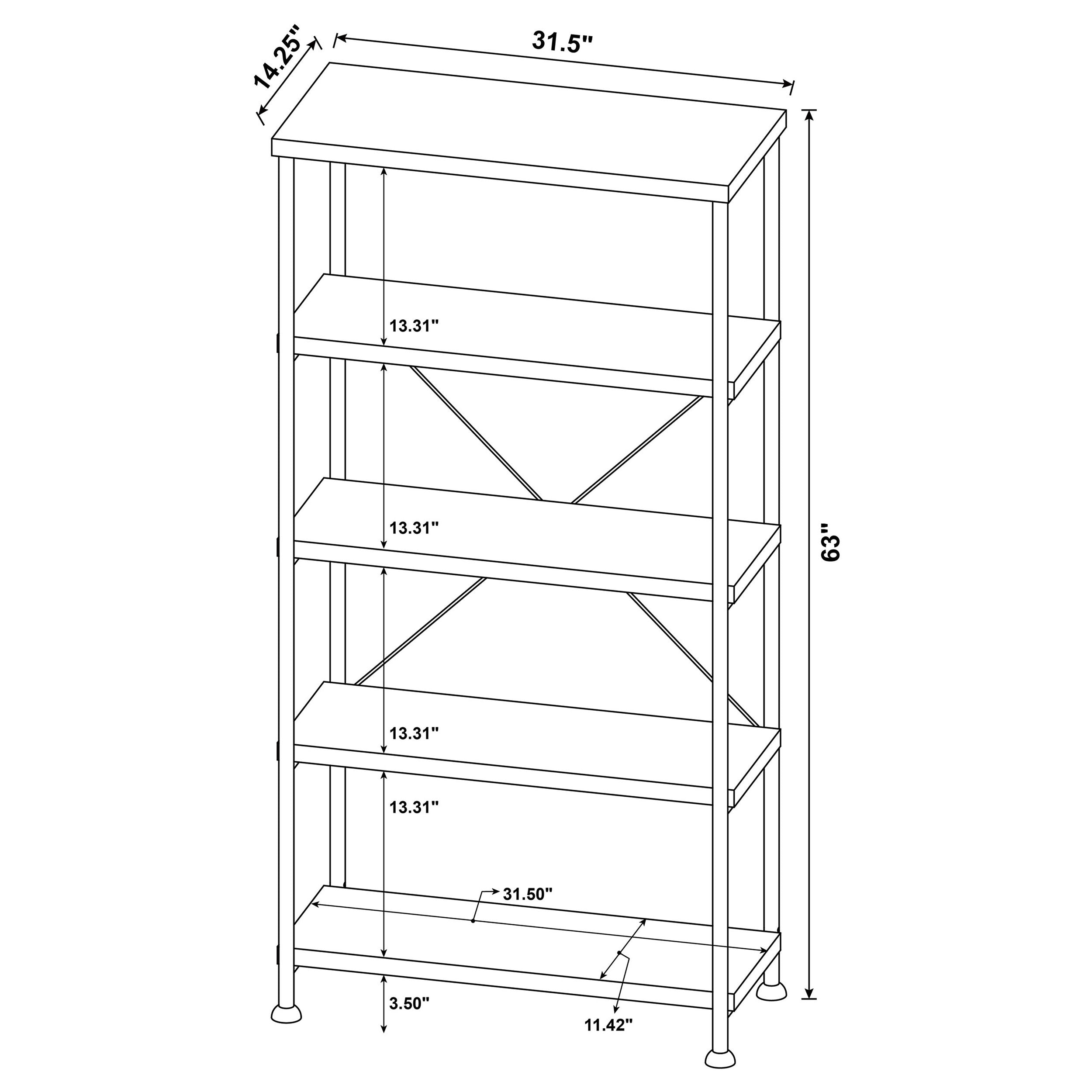 Analiese 4-shelf Bookcase Antique Nutmeg