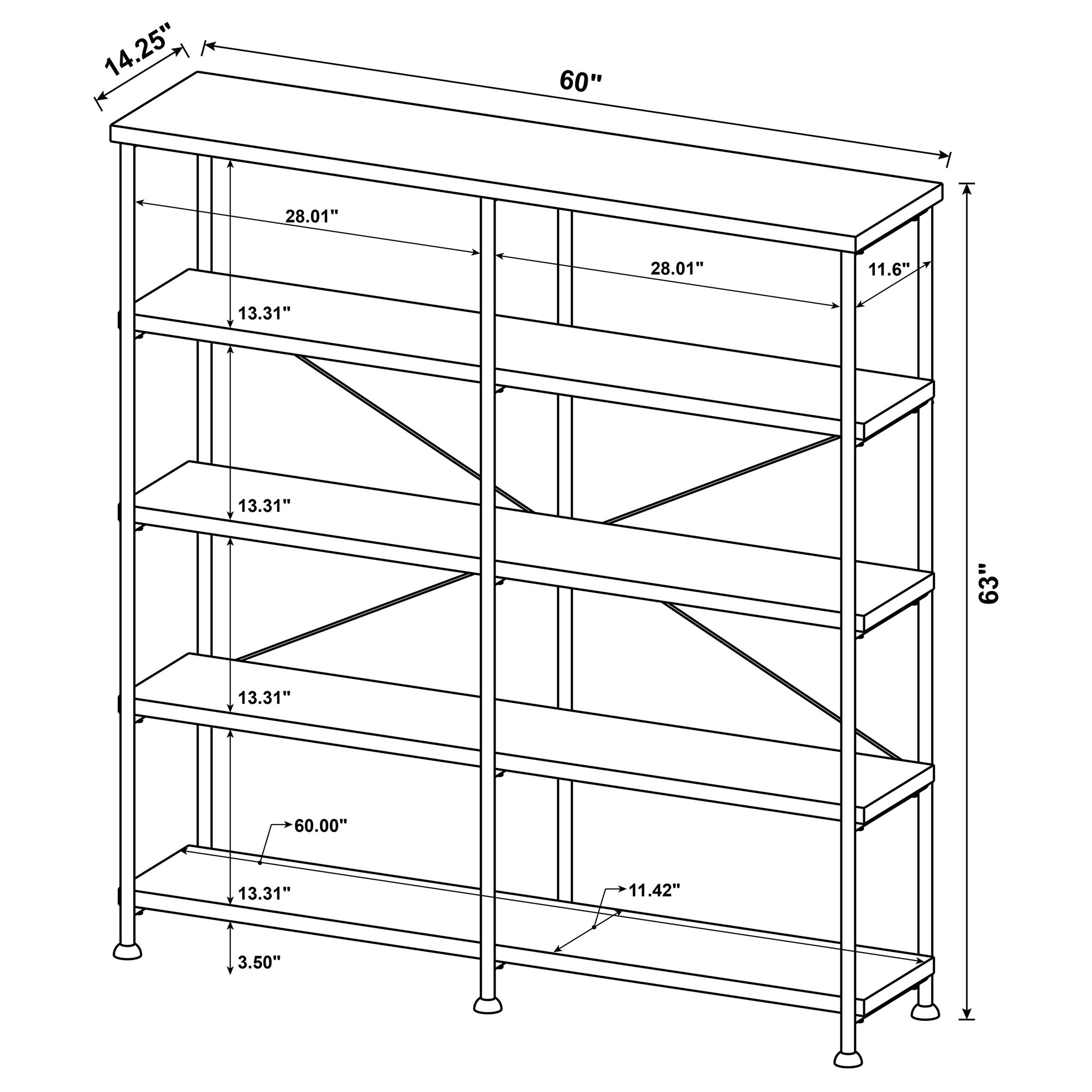 Analiese 4-shelf Open Bookcase Antique Nutmeg