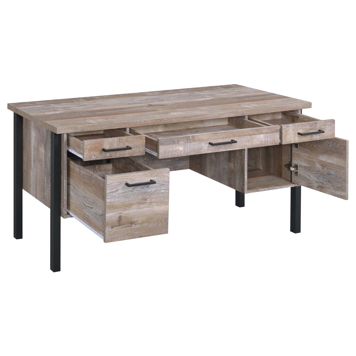 Samson 4-drawer Office Desk Weathered Oak