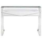 Gemma 2-drawer Writing Desk Glossy White and Chrome