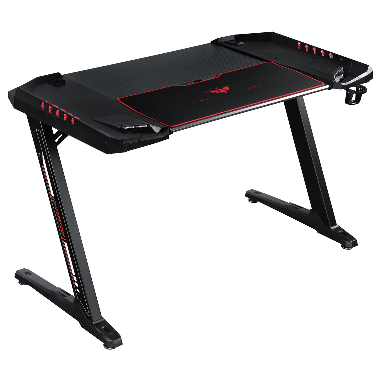 Ardsley Z-framed Gaming Desk with LED Lighting Black