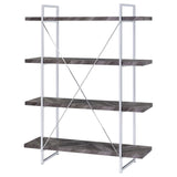 Grimma 4-shelf Bookcase Rustic Grey Herringbone