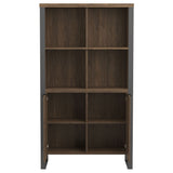 Pattinson 2-door Rectangular Bookcase Aged Walnut and Gunmetal