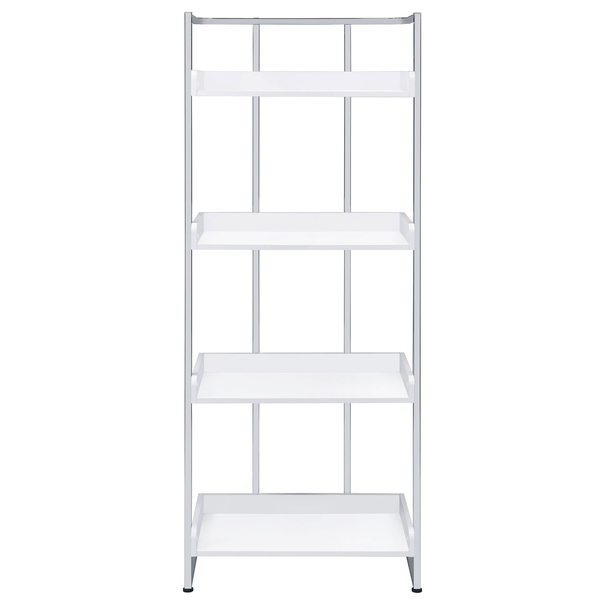 Ember 4-shelf Bookcase White High Gloss and Chrome