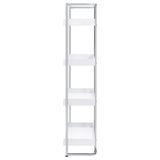 Ember 4-shelf Bookcase White High Gloss and Chrome