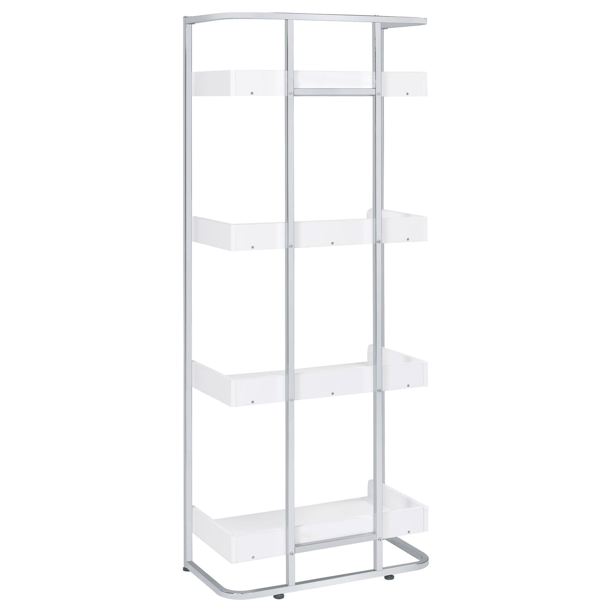 Ember 4-shelf Bookcase White High Gloss and Chrome