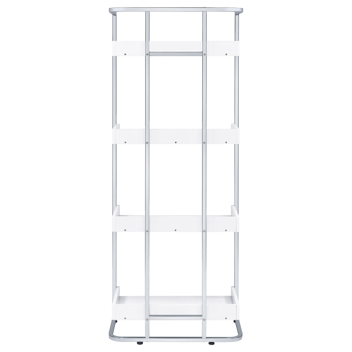 Ember 4-shelf Bookcase White High Gloss and Chrome