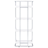 Ember 4-shelf Bookcase White High Gloss and Chrome