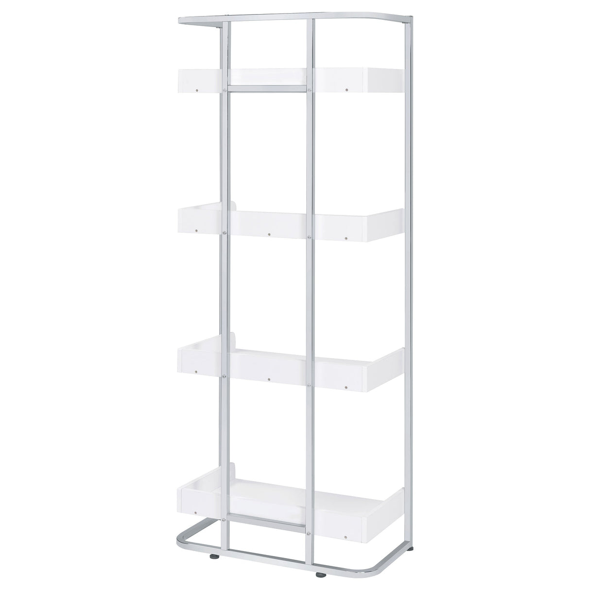 Ember 4-shelf Bookcase White High Gloss and Chrome