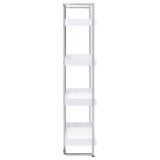 Ember 4-shelf Bookcase White High Gloss and Chrome