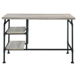 Delray 2-tier Open Shelving Writing Desk Grey Driftwood and Black