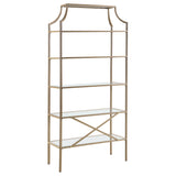 Serena 5-tier Tempered Glass Shelves Bookcase Matte Gold