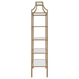 Serena 5-tier Tempered Glass Shelves Bookcase Matte Gold