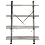 Delray 4-tier Open Shelving Bookcase Grey Driftwood and Black