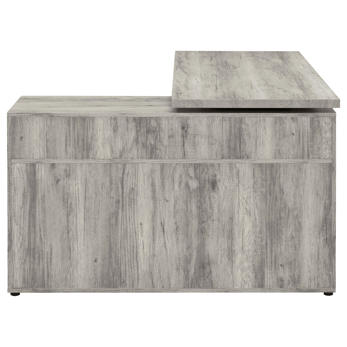 Hertford L-shape Office Desk with Storage Grey Driftwood