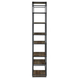 Leland 6-shelf Bookcase Rustic Brown and Dark Grey