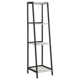 Pinckard 4-shelf Ladder Bookcase Grey Stone and Black